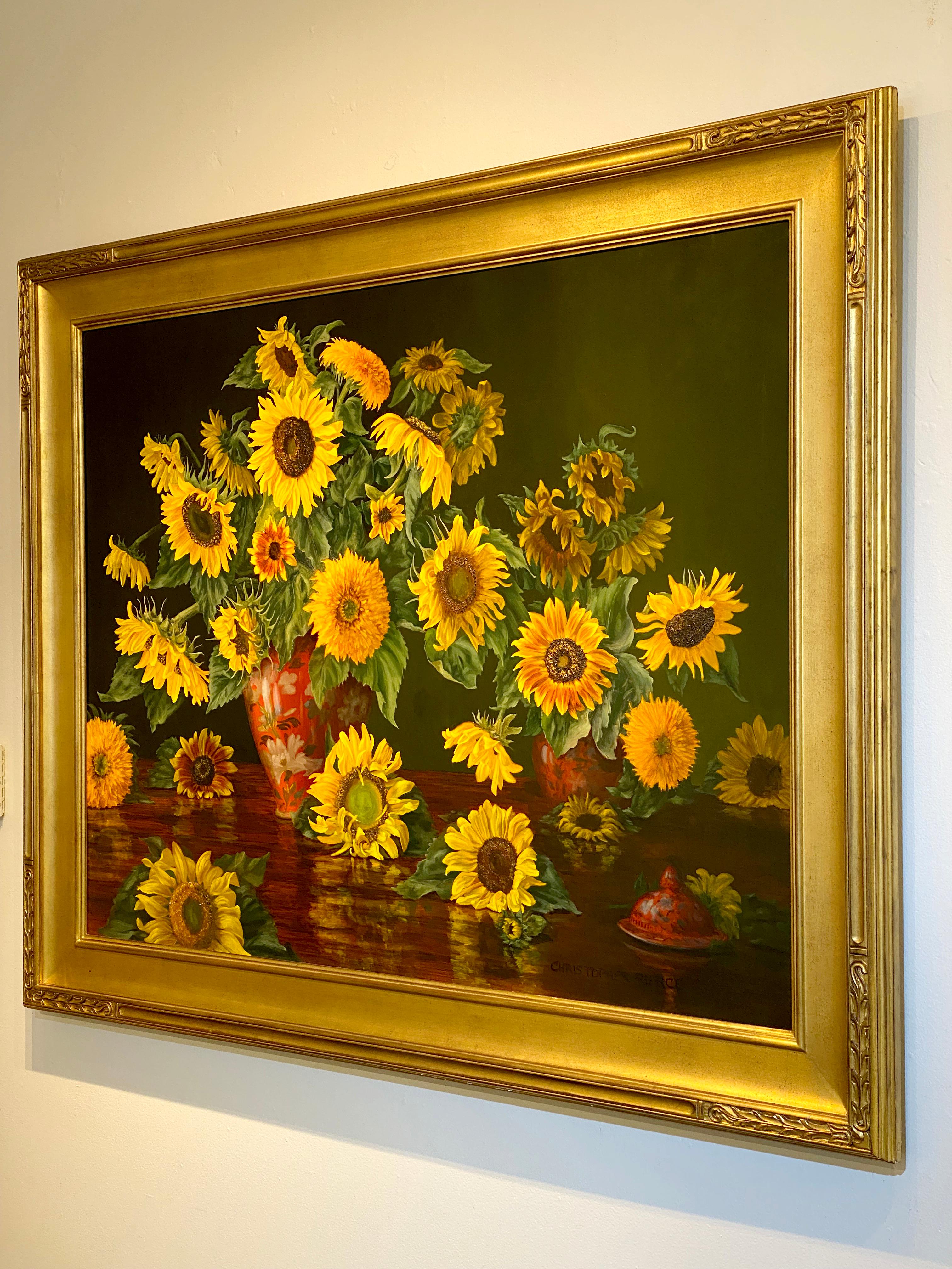 sunflowers in vase painting