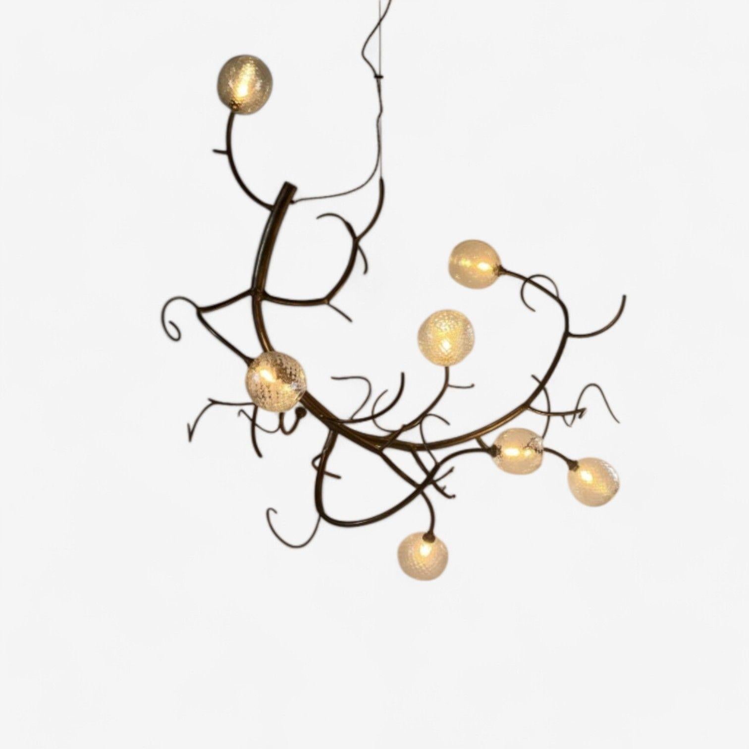 Américain Christopher Poehlmann, lustre à branches massif, moderne et sculptural, verre soufflé en vente