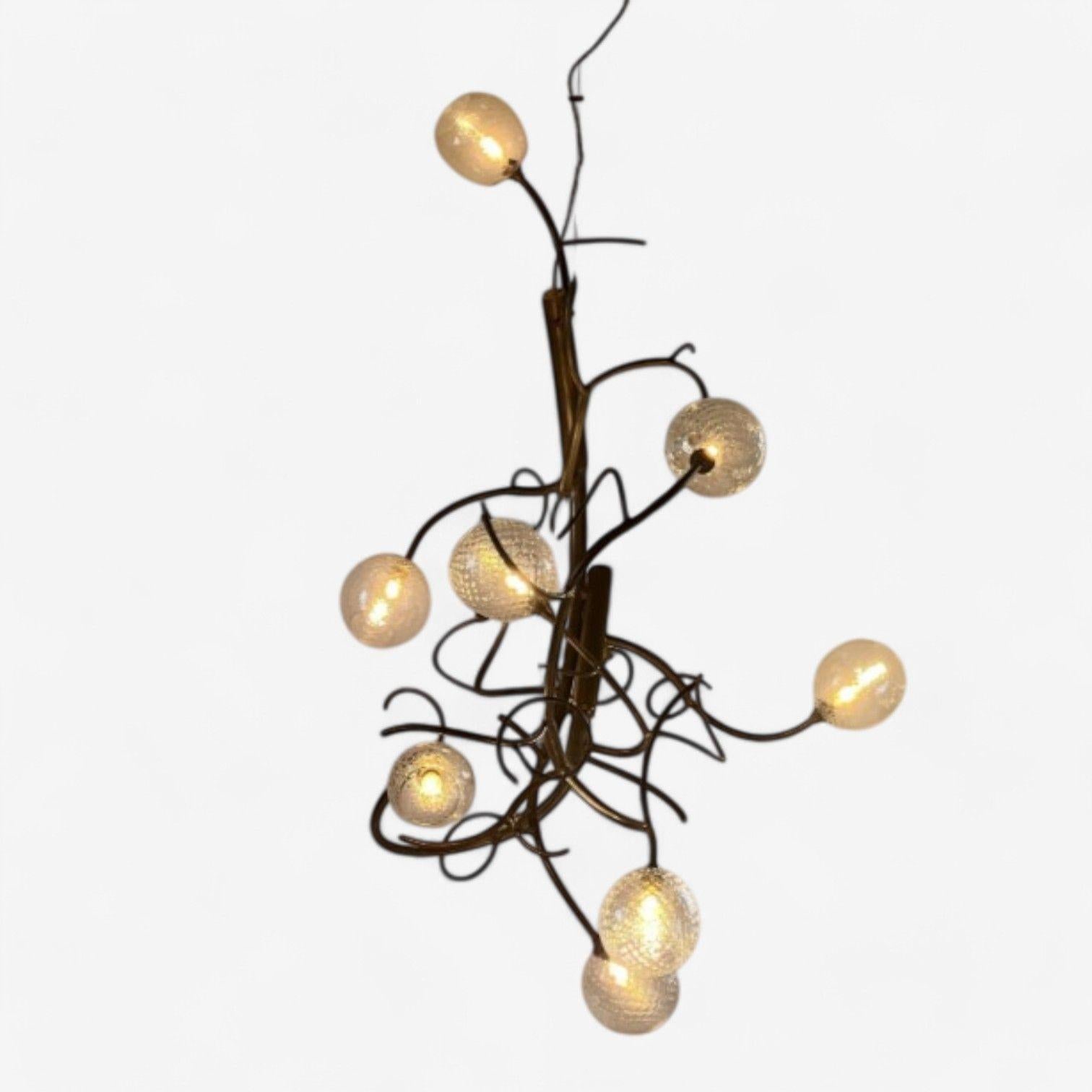 Aluminium Christopher Poehlmann, lustre à branches massif, moderne et sculptural, verre soufflé en vente