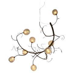 Christopher Poehlmann, lustre à branches massif, moderne et sculptural, verre soufflé