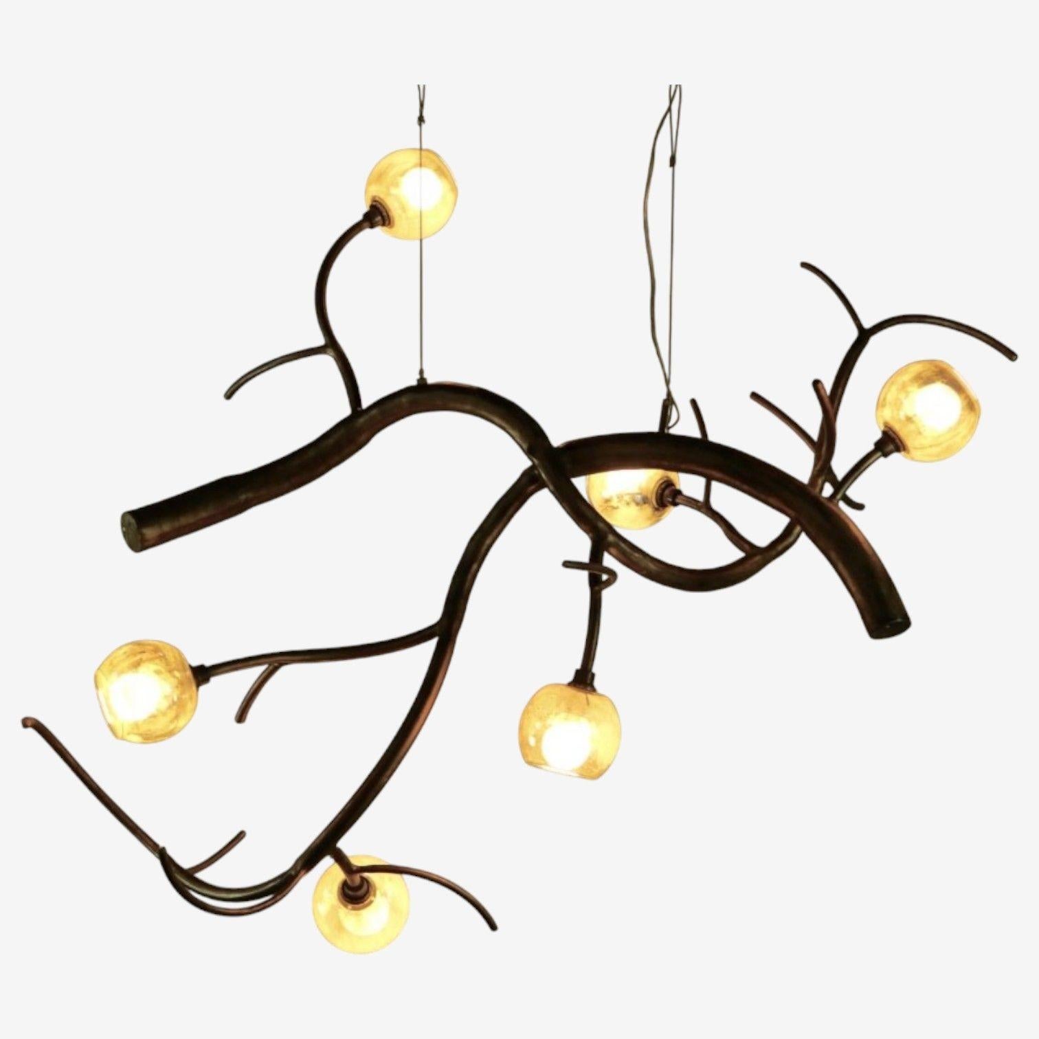 Moderne Christopher Poehlmann, Lustre moderne à branches sculpturales, verre miroité en vente