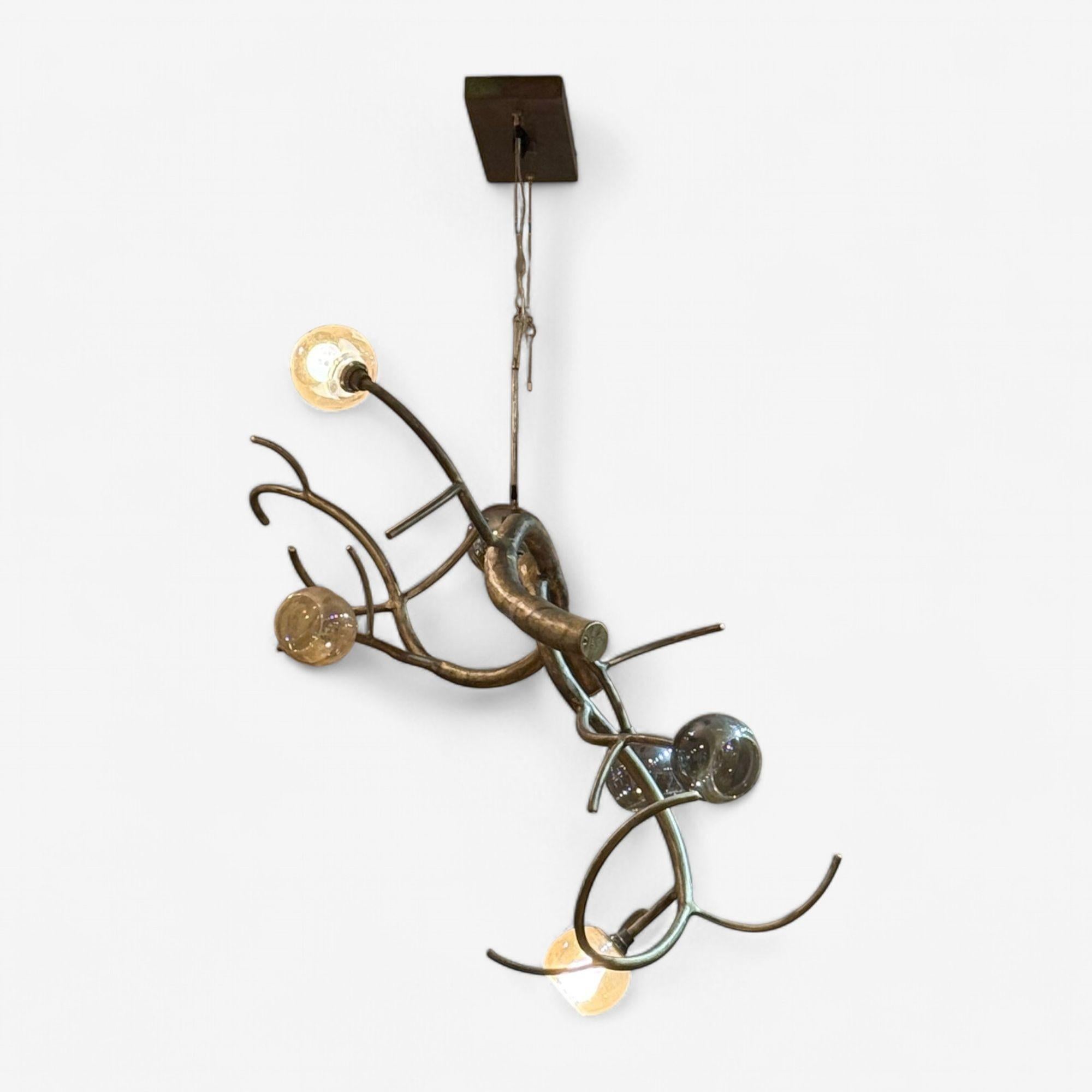 Américain Christopher Poehlmann, Lustre moderne à branches sculpturales, verre miroité en vente