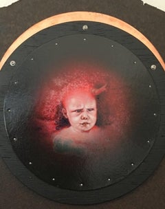 Quadro di ritrattistica in acrilico di Christopher Polentz, "Badseed", realismo magico