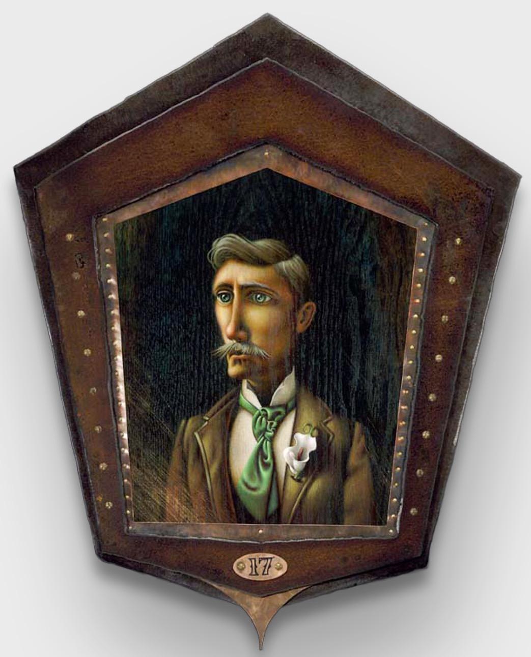 A 15” x 19” x 1” Magical Realism Acrylic Portrait Painting executed on Wood Panel with Custom Framing by artist Christopher Polentz. A certificate of authenticity will accompany the piece upon its purchase or delivery.

Chris Polentz graduated from