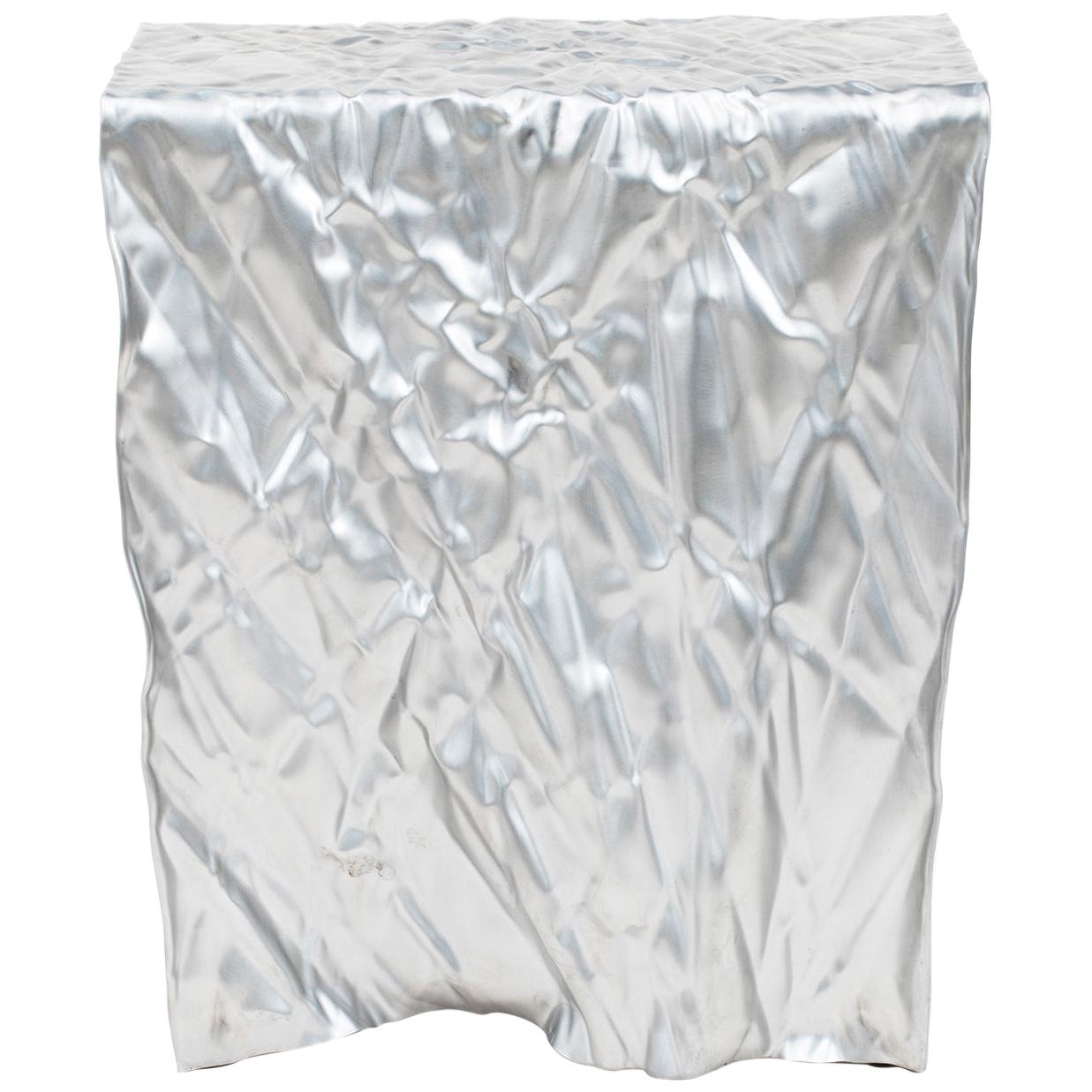 Christopher Prinz "Wrinkled Stool" in Stainless Steel (Raw) For Sale