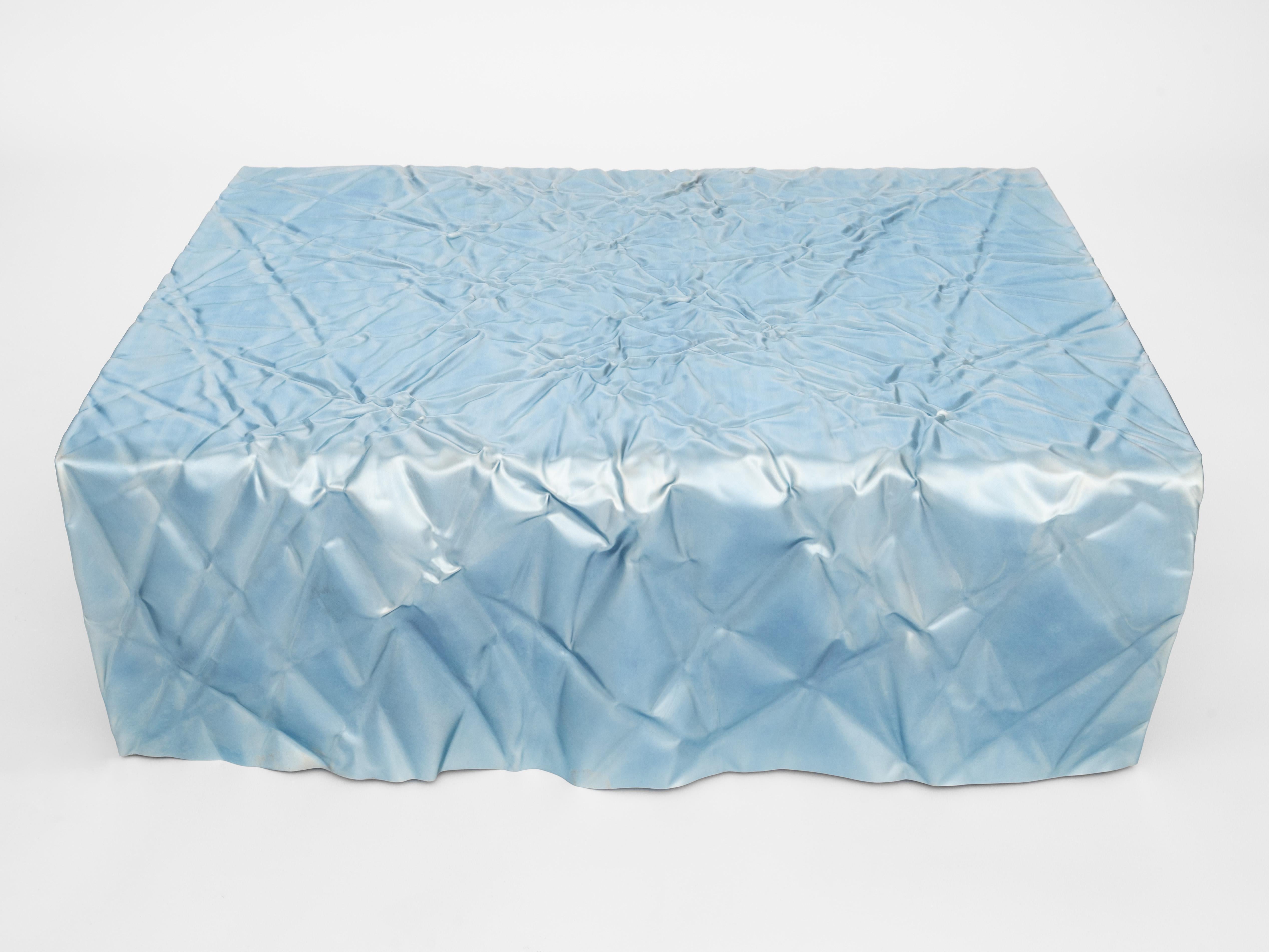 Contemporary Christopher Prinz “Rectangular Wrinkled Coffee Table” in Zinc Nickel Blue (Raw) For Sale