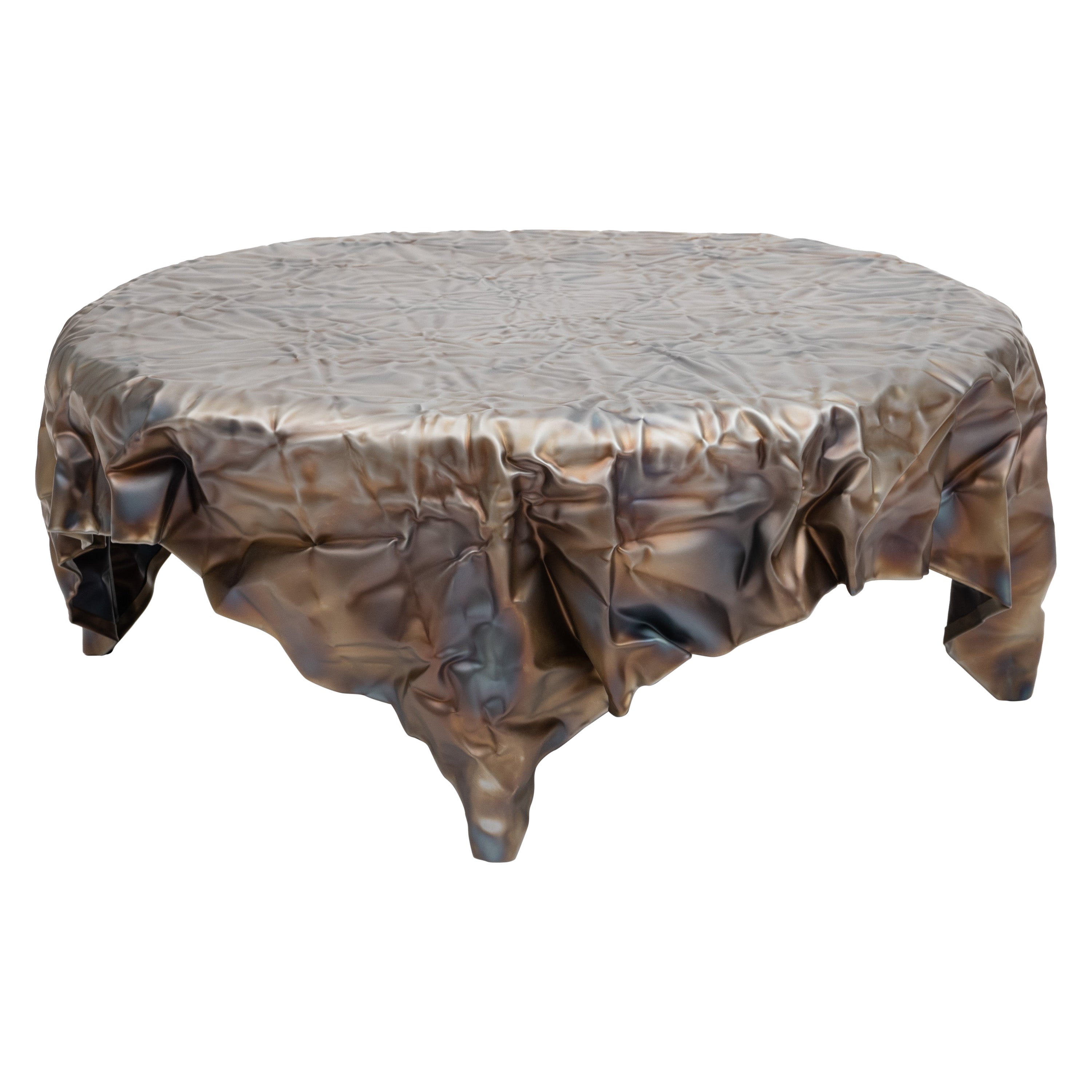 Christopher Prinz “Round Wrinkled Coffee Table” in a Raw Heat Gradient Finish