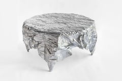 Christopher Prinz “Round Wrinkled Coffee Table” in Stainless Steel (Raw)