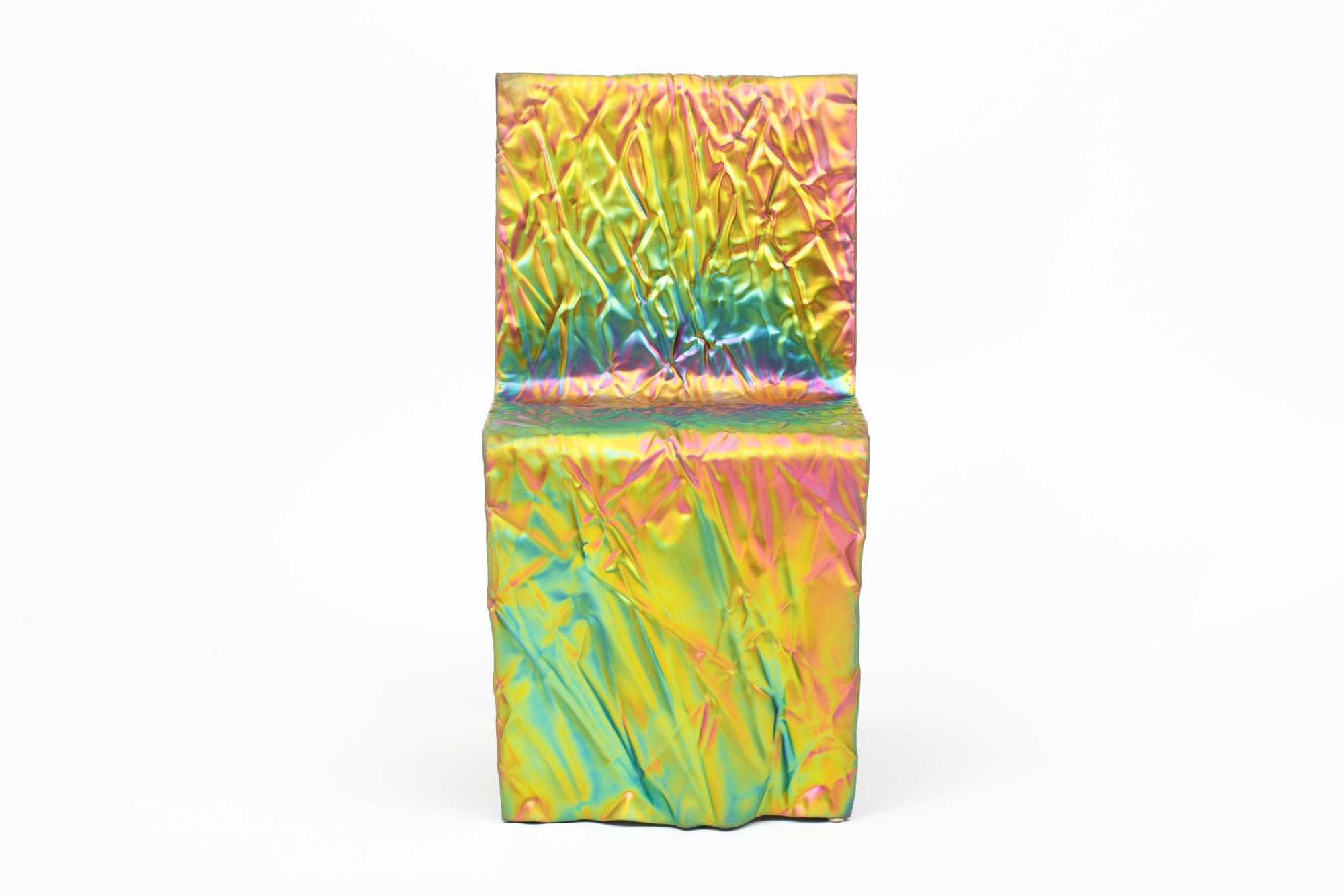 American Christopher Prinz “Wrinkled Chair” in Rainbow Iridescent 'Raw' For Sale