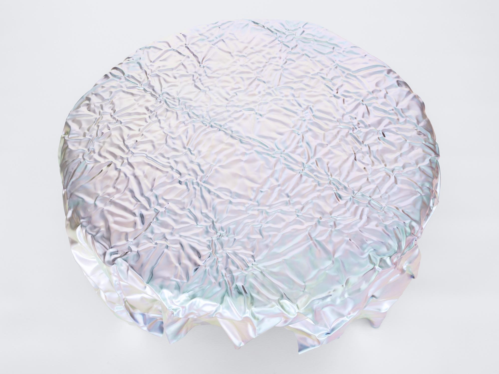 Christopher Prinz “Wrinkled Coffee Table” in Raw Lavender Iridescent  In Excellent Condition For Sale In Brooklyn, NY