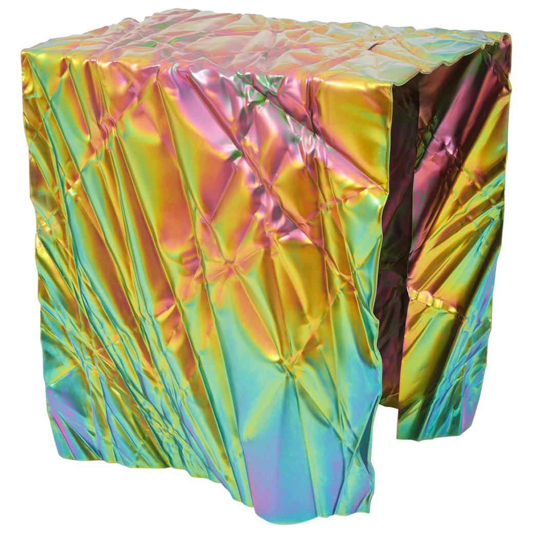 Christopher Prinz "Wrinkled Stool" in Rainbow Iridescent (Raw) For Sale