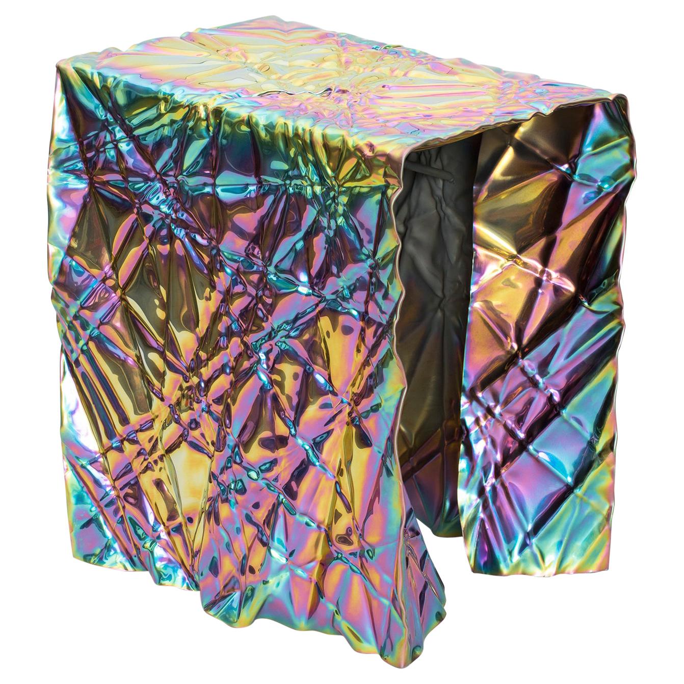 Christopher Prinz "Wrinkled Stool" in Rainbow Iridescent (Polished)