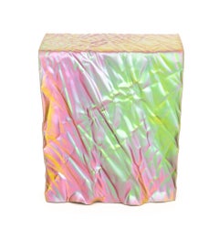 Christopher Prinz Wrinkled Stool Side Table in Iridized Steel, USA