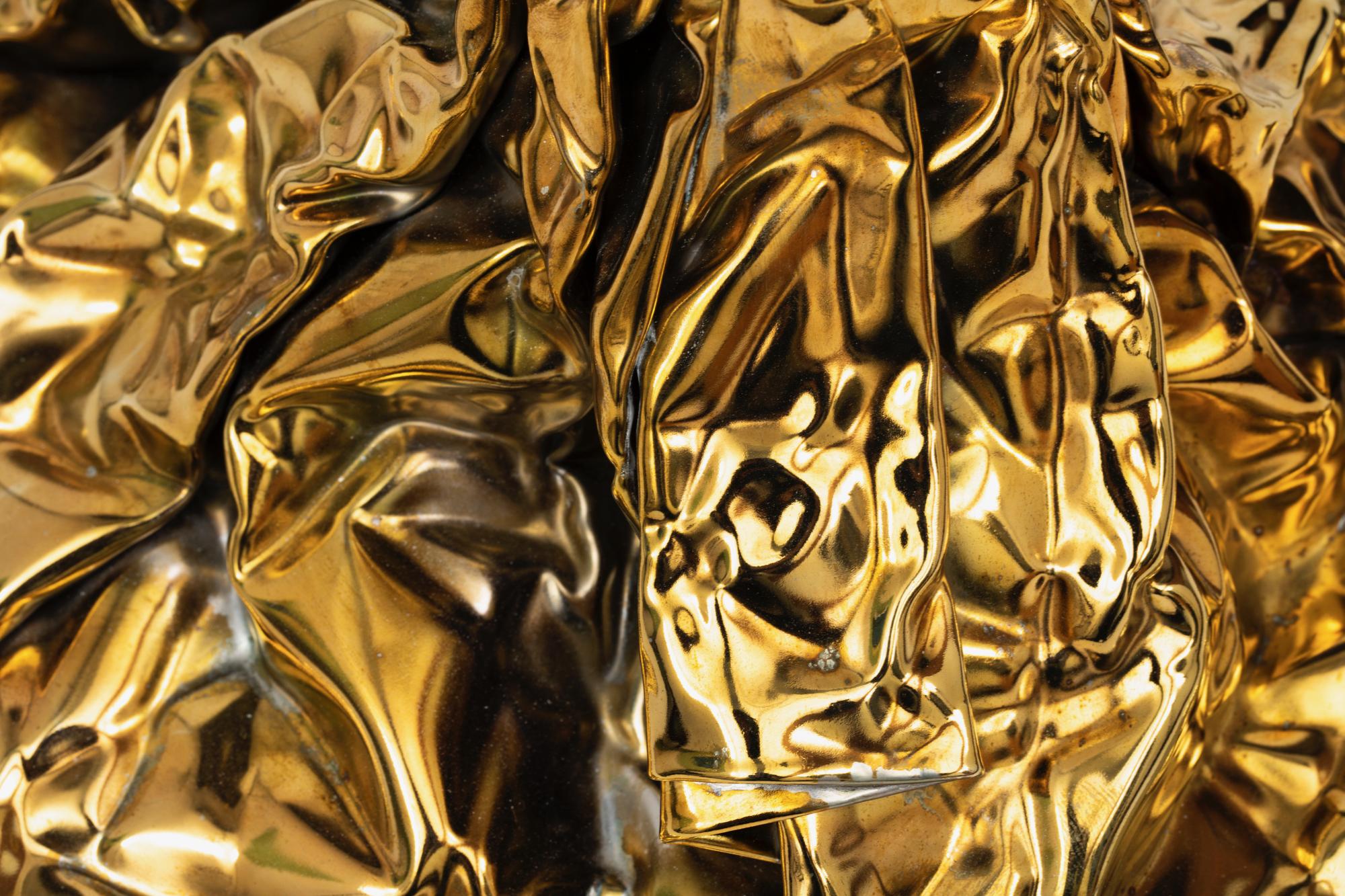 Plated Christopher Prinz “Wrinkled Table Lamp” in Brass Finish For Sale