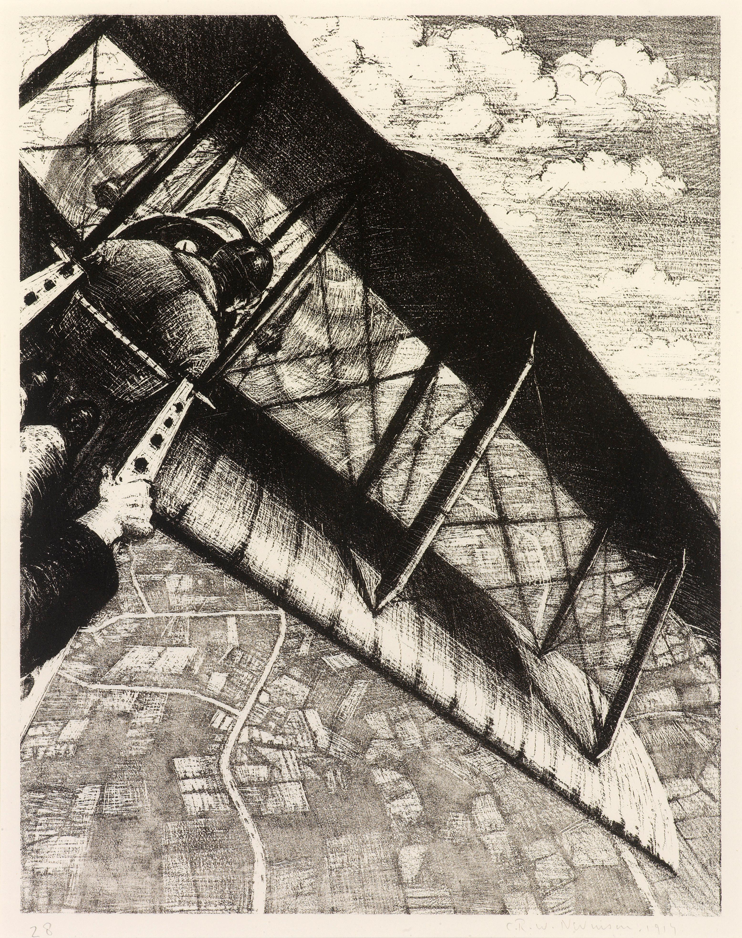 Banking at 4000 Feet - 20th Century, Lithograph by Christopher Nevinson