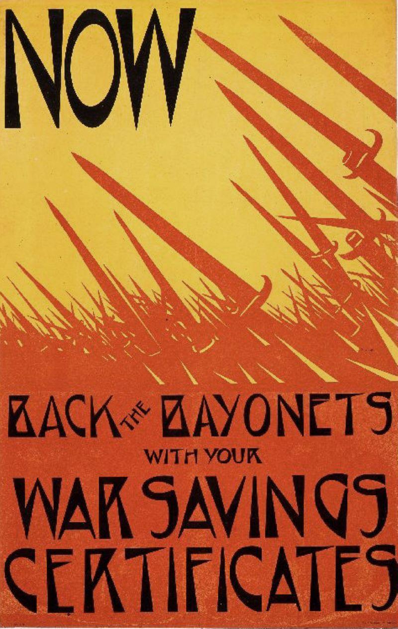 Christopher R. W. Nevinson Figurative Print - Now Back the Bayonets