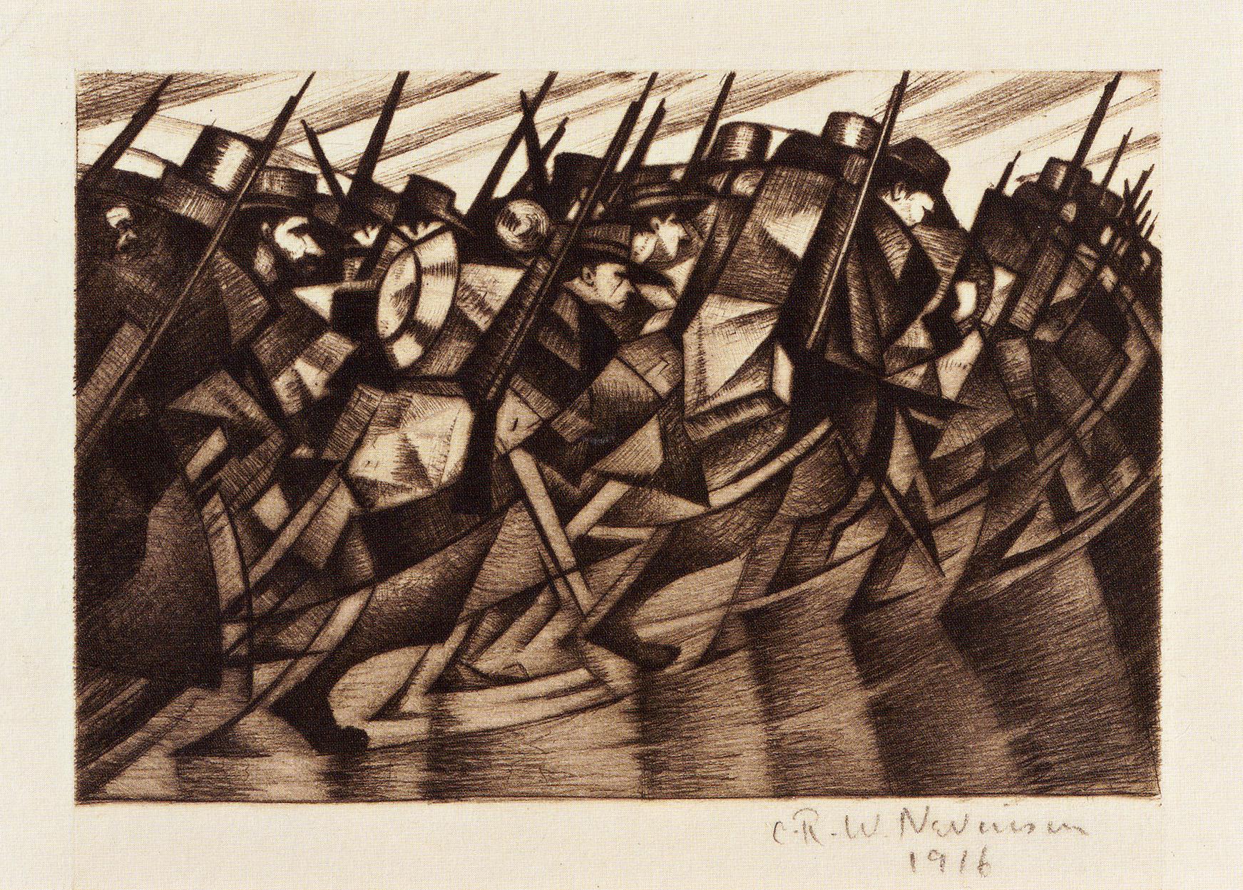 Returning to the Trenches - 20th Century, Drypoint by Christopher Nevinson