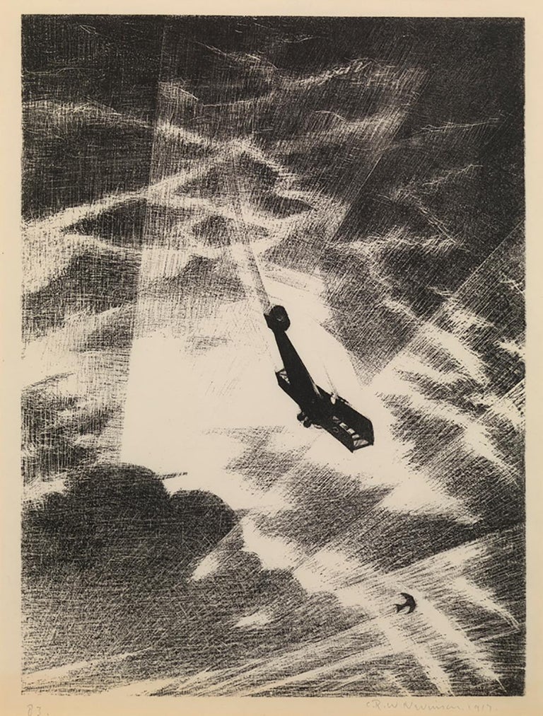Christopher R. W. Nevinson Figurative Print - Swooping Down on a Taube - 20th Century, Lithograph by Christopher Nevinson