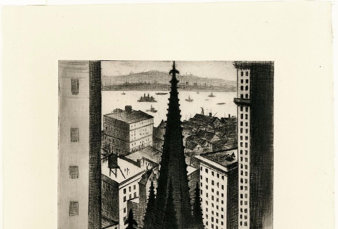 Temples of New York (Futuristisch), Print, von Christopher R. W. Nevinson