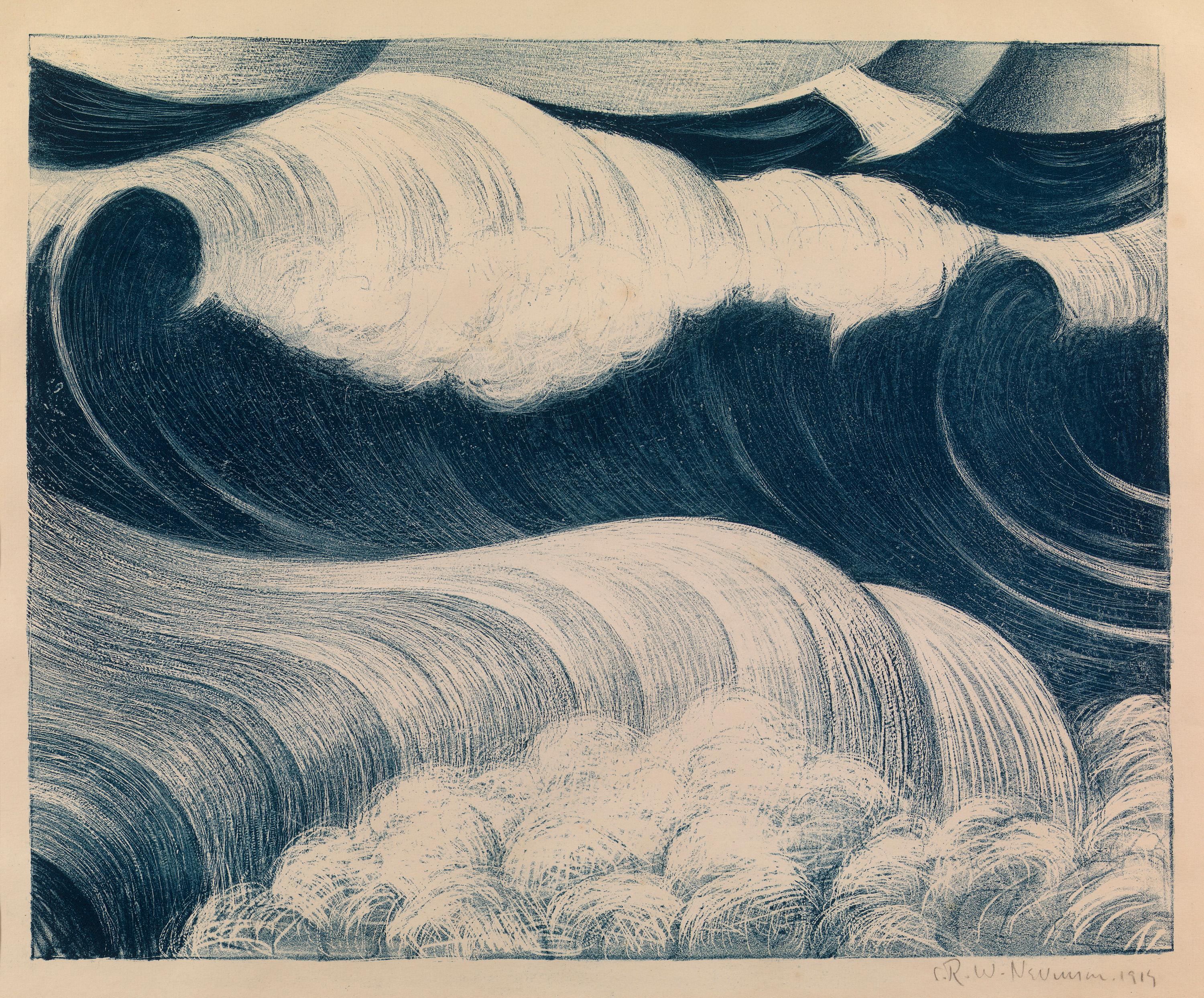 Christopher R. W. Nevinson Landscape Print - The Blue Wave - 20th Century, Lithograph by Christopher Nevinson