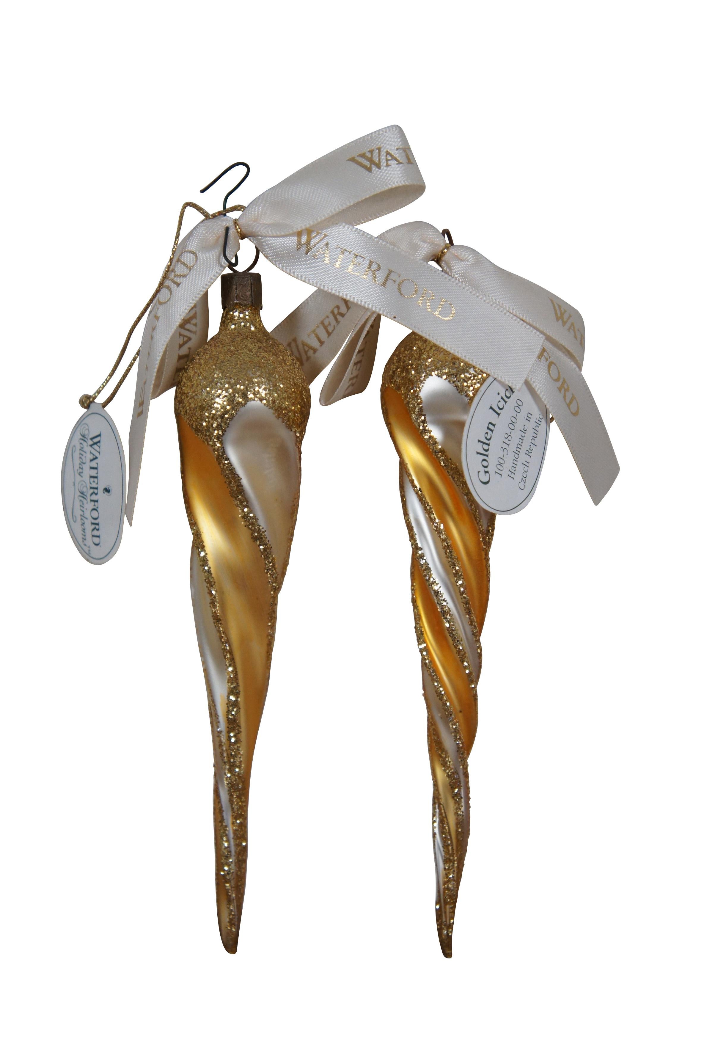 Christopher Radko Circus Stripes Star Reflection Waterford Gold Icicle Ornaments In Good Condition For Sale In Dayton, OH