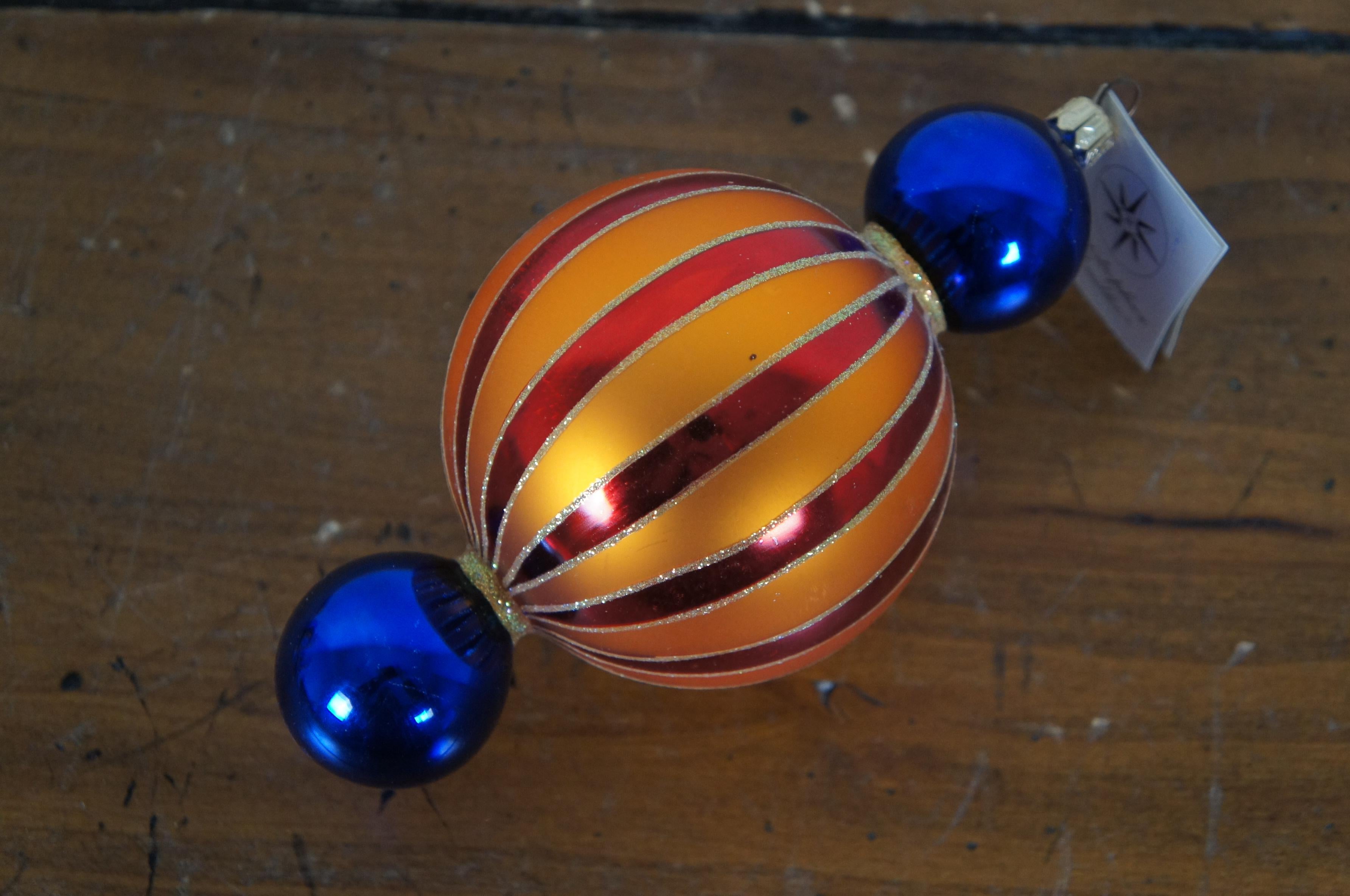 Christopher Radko Circus Stripes Star Reflection Waterford Gold Icicle Ornaments For Sale 2