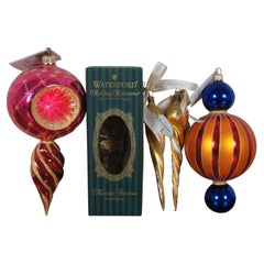 Christopher Radko Circus Streifen Sternreflexion Waterford Gold Icicle Ornamente