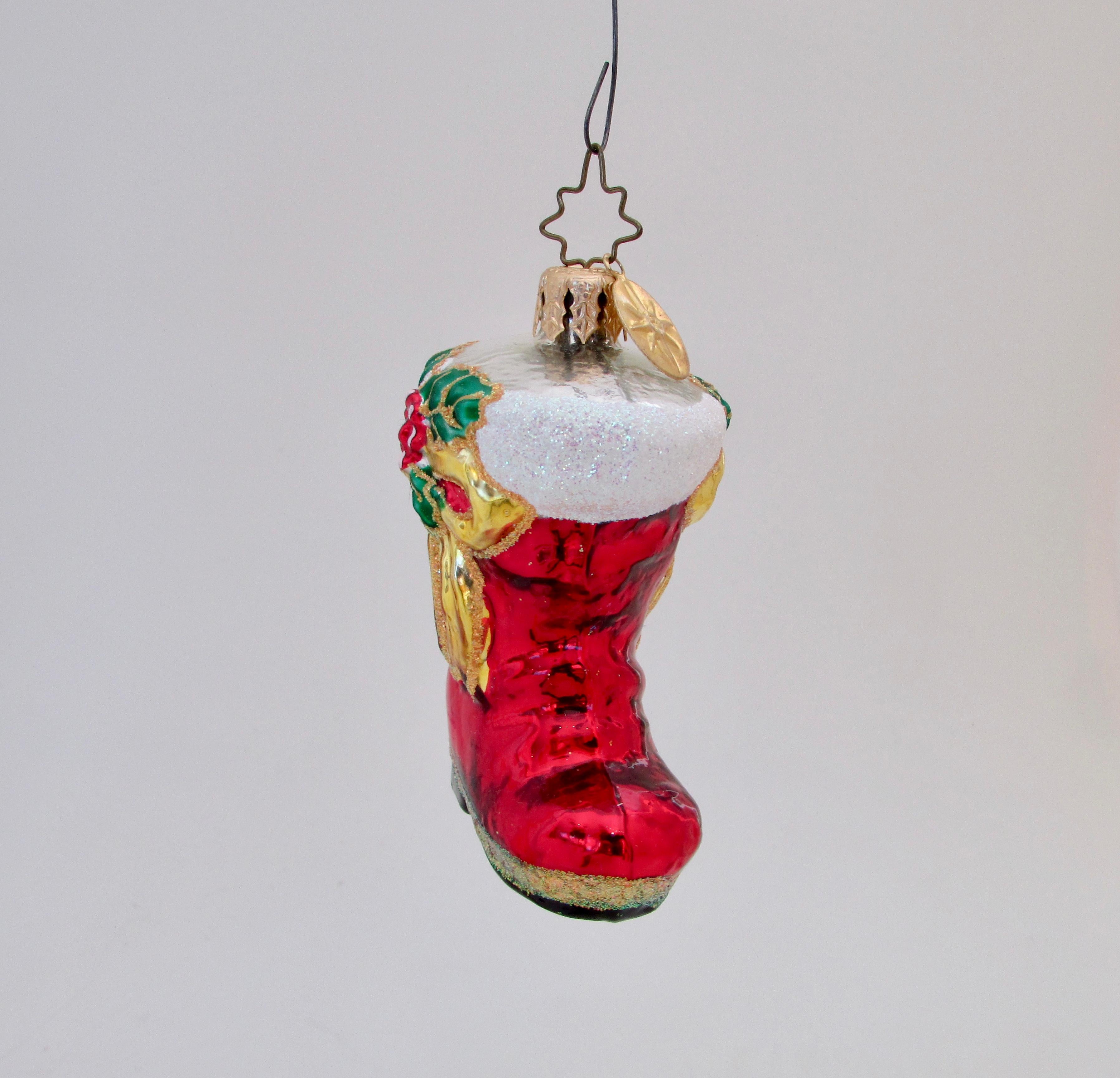 Folk Art Christopher Radko Little Gems Ruby Bootie Christmas Ornament