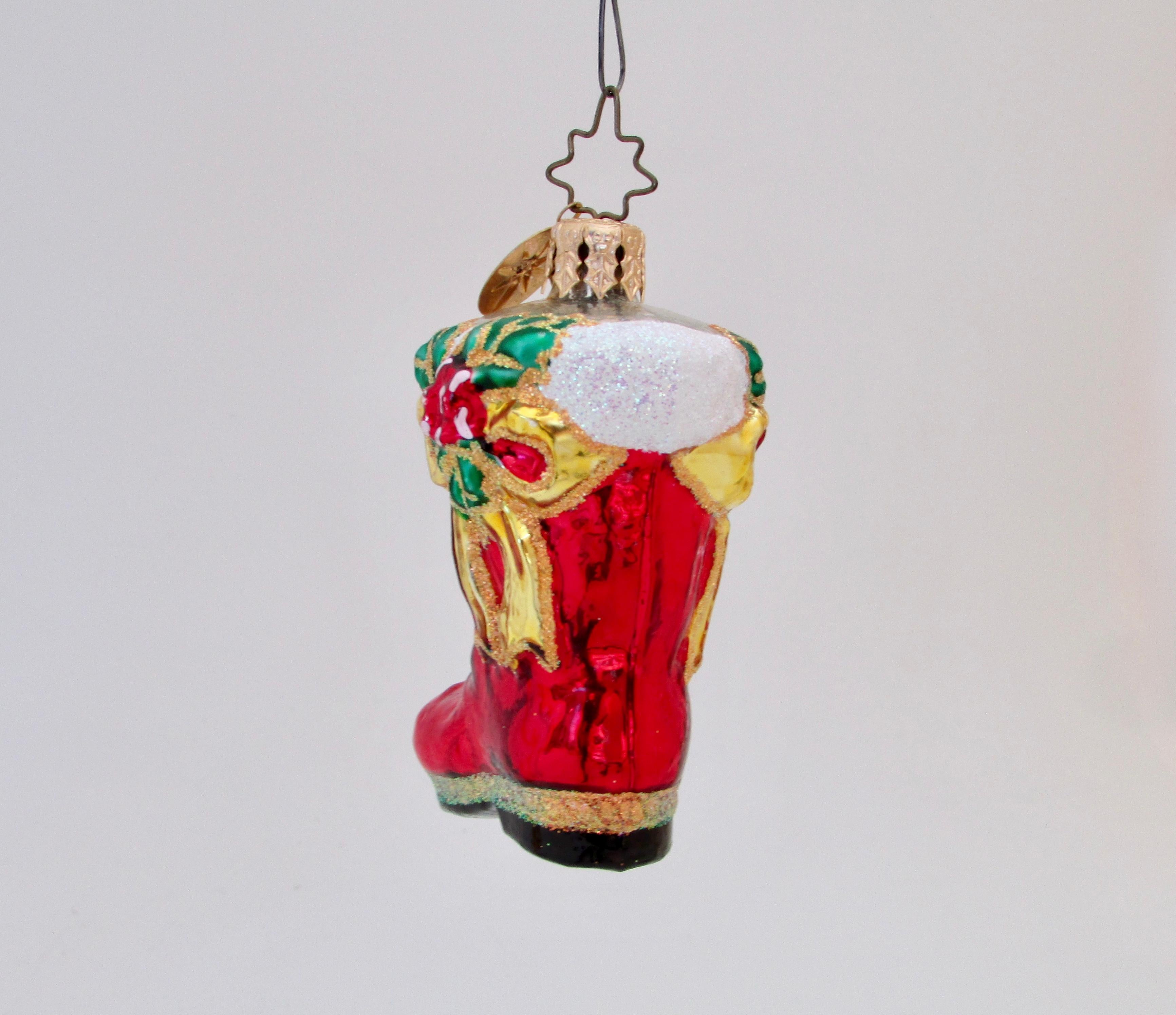 Polish Christopher Radko Little Gems Ruby Bootie Christmas Ornament