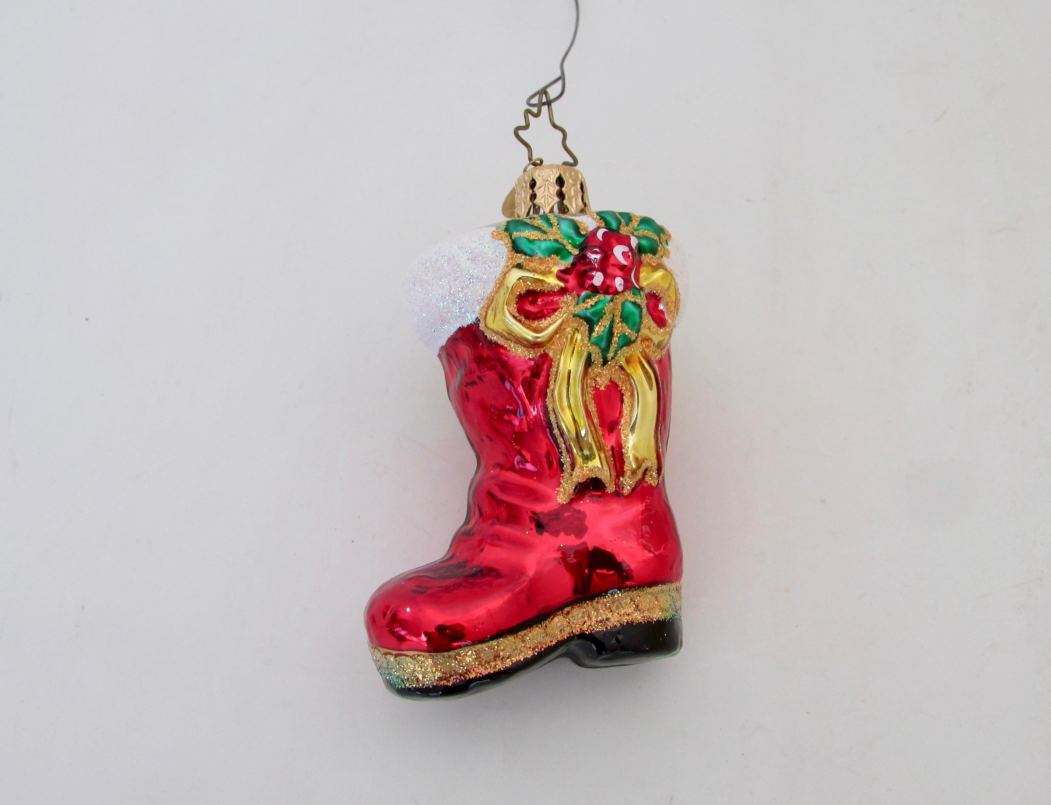 Christopher Radko Little Gems Ruby Bootie Christmas Ornament In Good Condition In Ferndale, MI