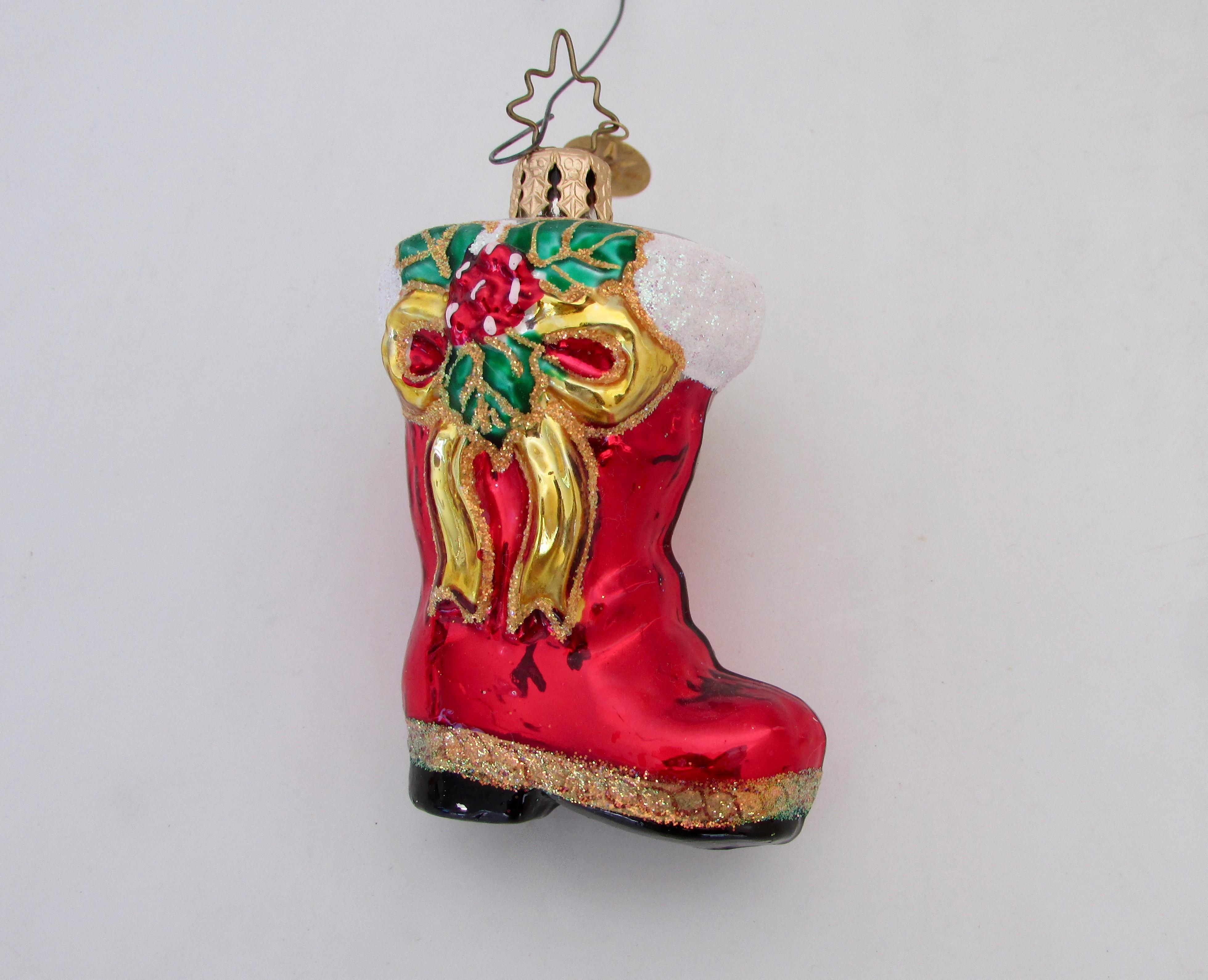 Contemporary Christopher Radko Little Gems Ruby Bootie Christmas Ornament