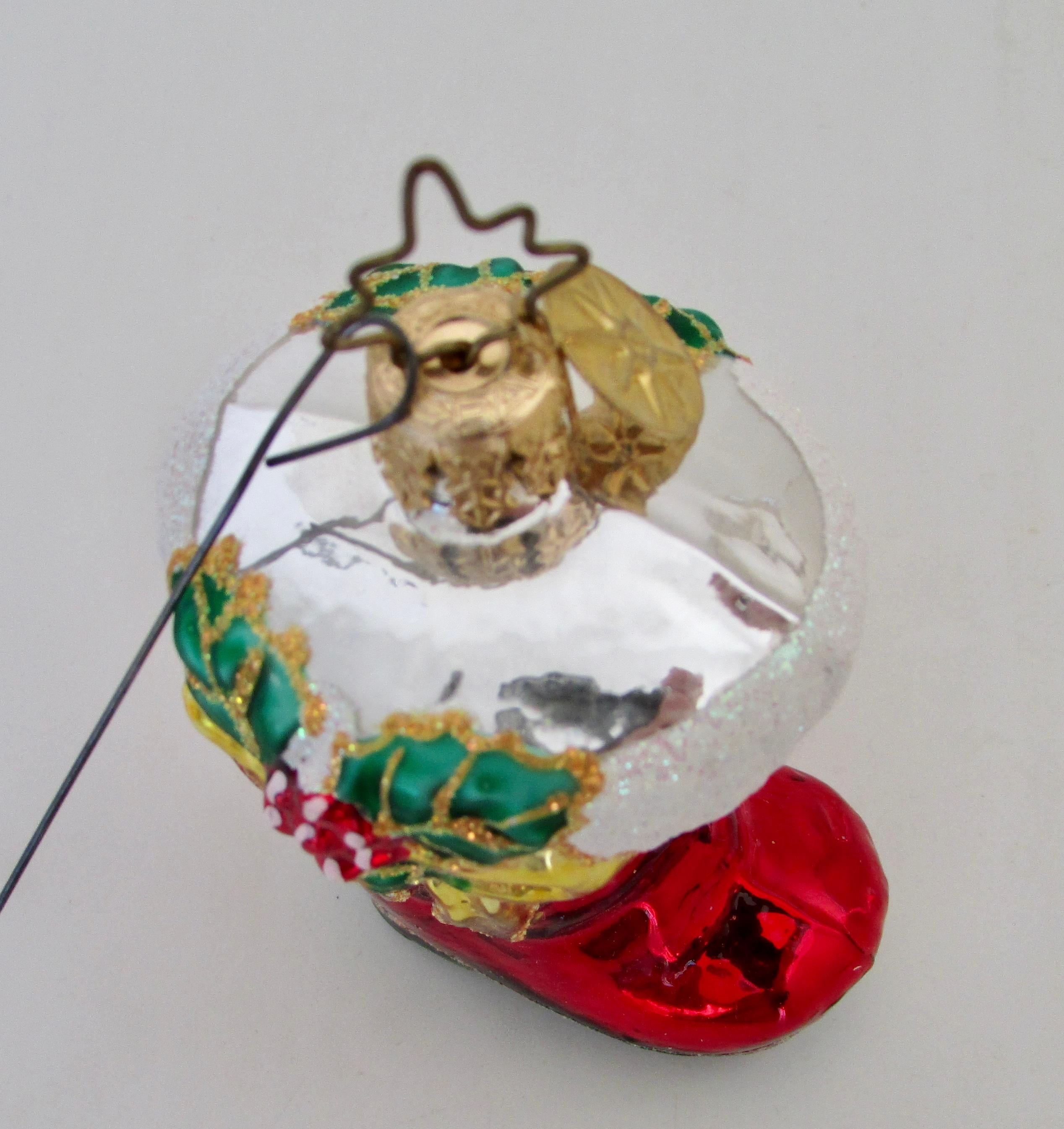 Metal Christopher Radko Little Gems Ruby Bootie Christmas Ornament