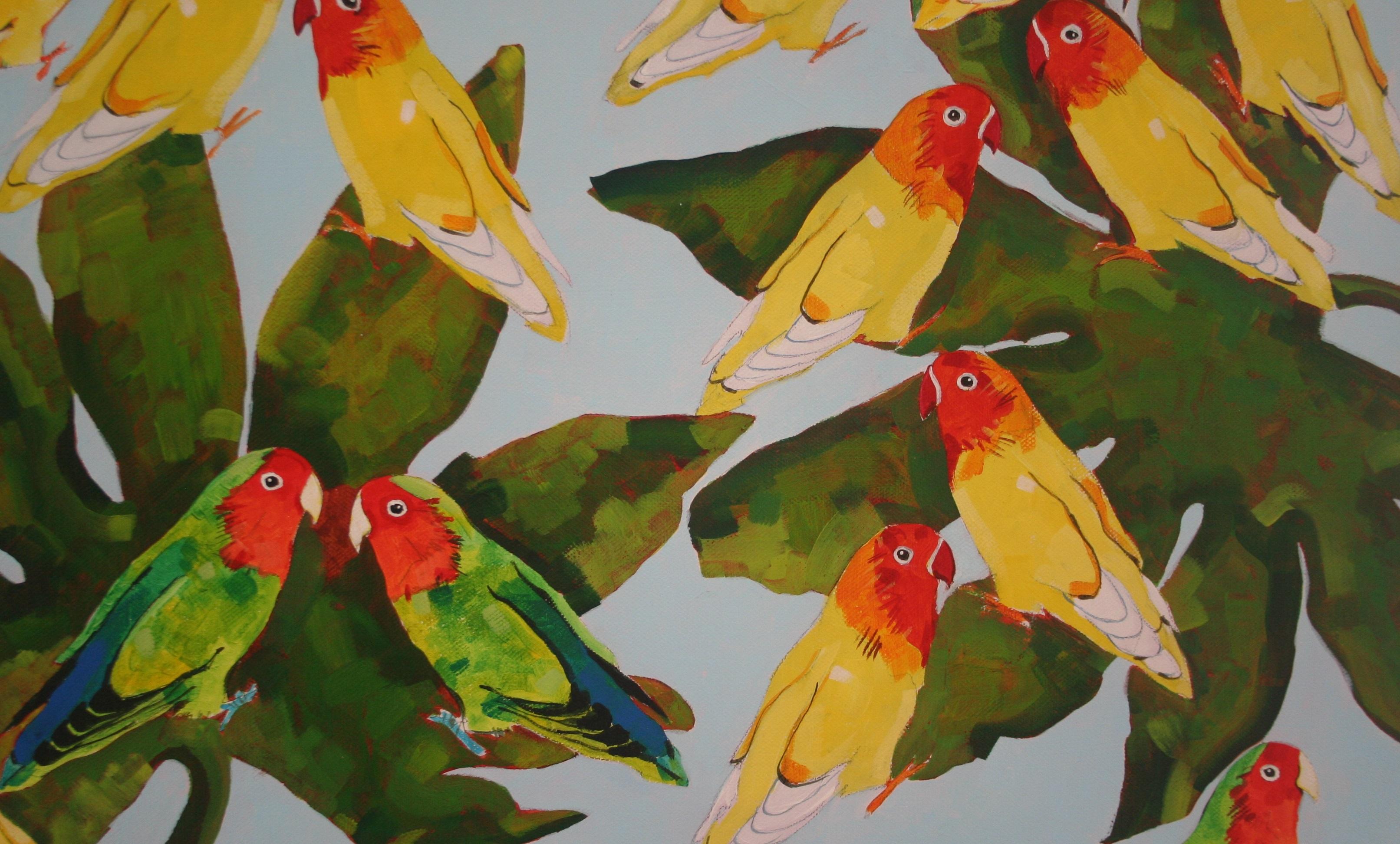 love birds acrylic painting