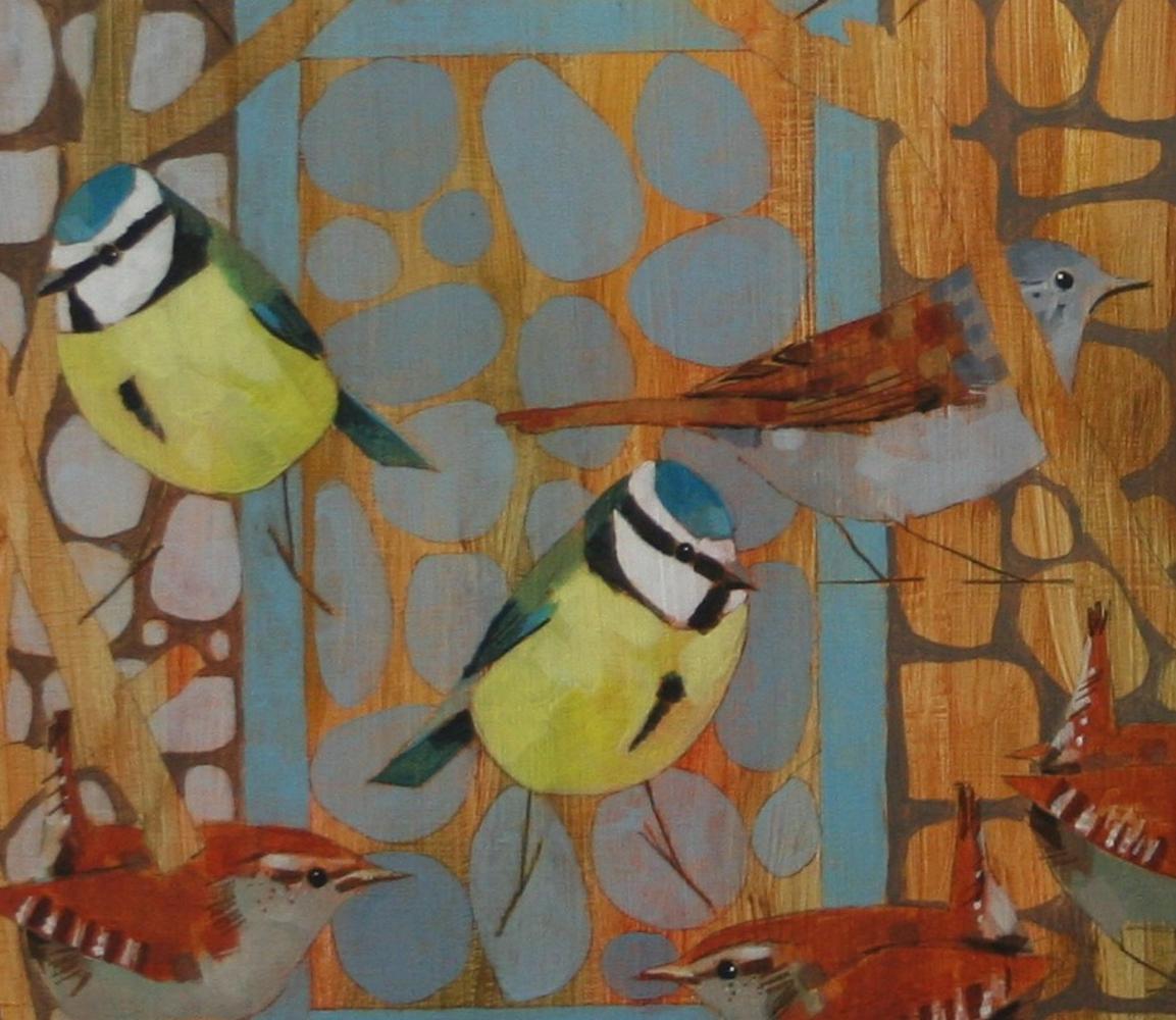 Il mio cuore in due stati - Pittura contemporanea di uccelli: Acrilico su tavola - Painting di Christopher Rainham