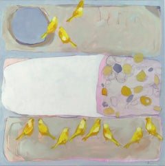 Serin - Pittura semi-astratta contemporanea di uccelli