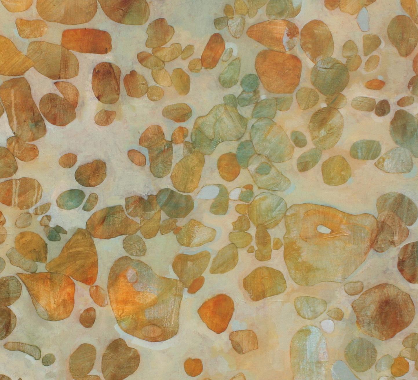 Sheerness Beach - contemporary illustrative abstract nature pebbles painting - Painting by Christopher Rainham