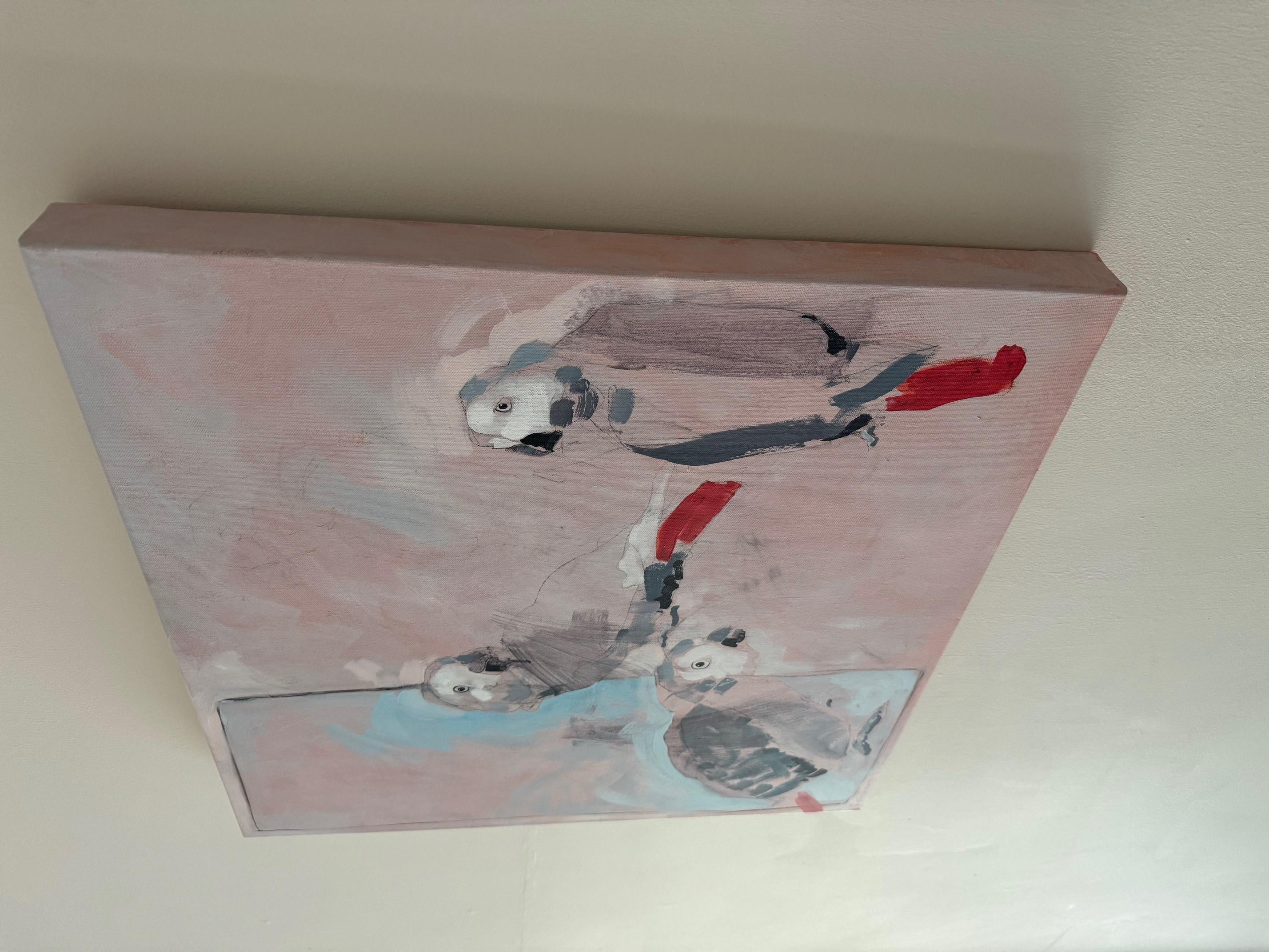 Altri tre grigi per SJM - Quadro semi-astratto contemporaneo di uccelli - Painting Contemporaneo di Christopher Rainham