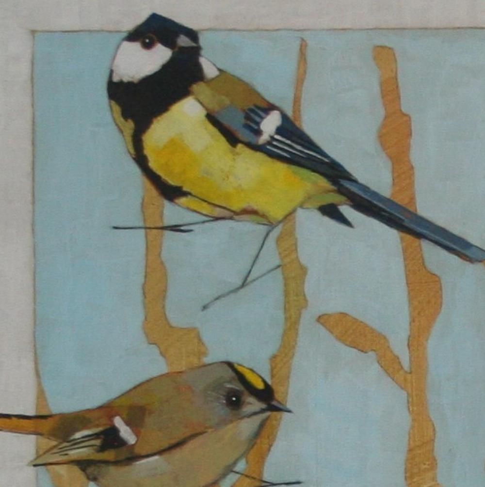 Chi sarà silenzioso tra una o due lune - Uccelli contemporanei: Pittura acrilica su tavola - Painting Contemporaneo di Christopher Rainham