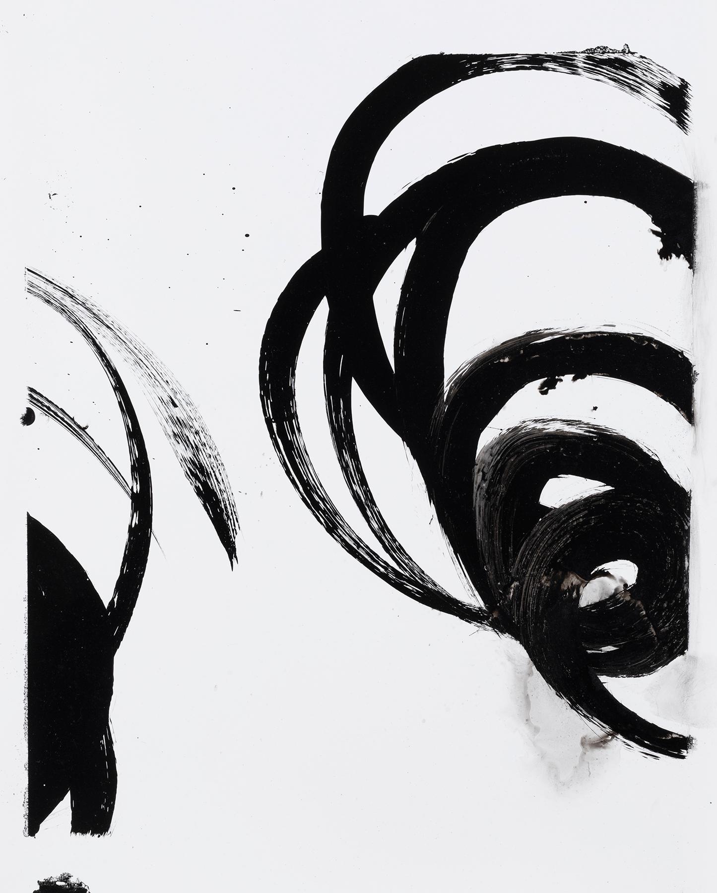 Lotan I - Contemporary abstract black and white ink painting - Painting by Christopher Rico