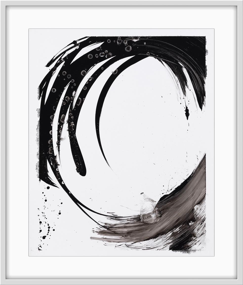 Lotan II - Peinture abstraite contemporaine à l'encre noire et blanche en vente 1