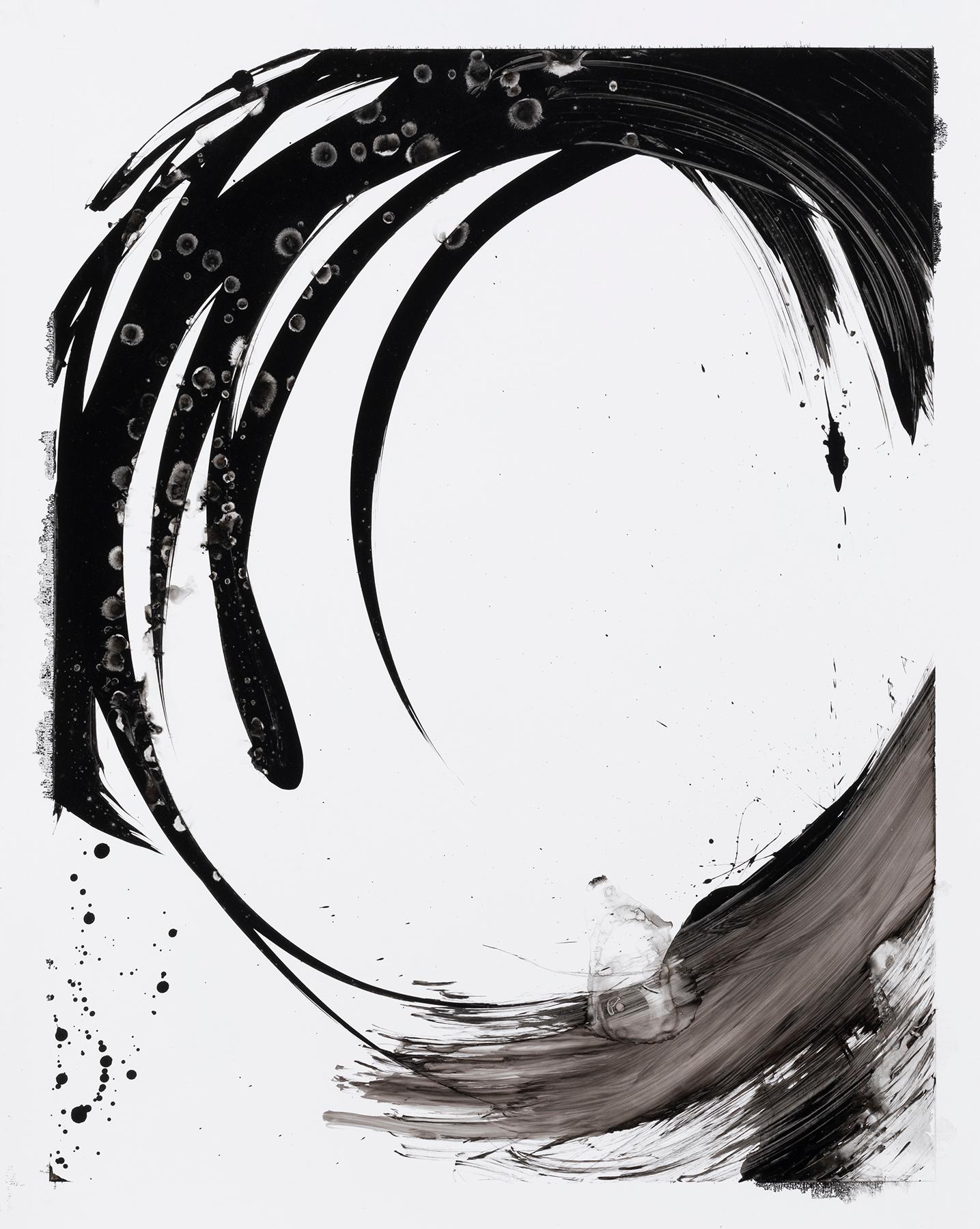 Lotan II - Peinture abstraite contemporaine à l'encre noire et blanche - Painting de Christopher Rico