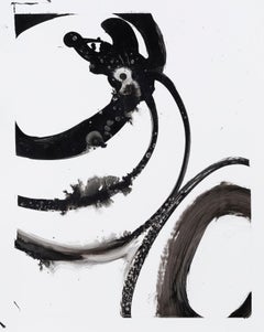 Lotan III - Pittura astratta contemporanea a inchiostro in bianco e nero