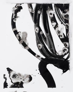 Lotan V - Contemporary abstract black and white ink painting