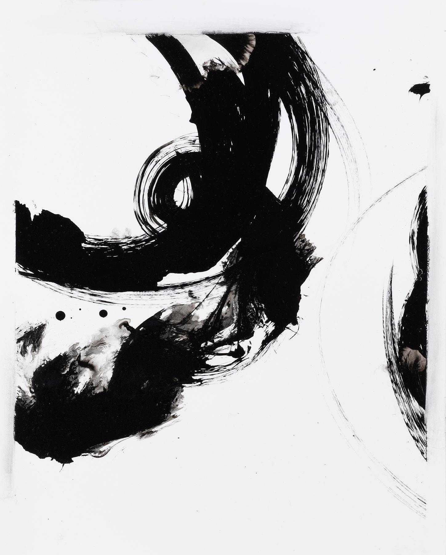 Lotan VII -  Contemporary abstract black and white ink painting - Painting by Christopher Rico