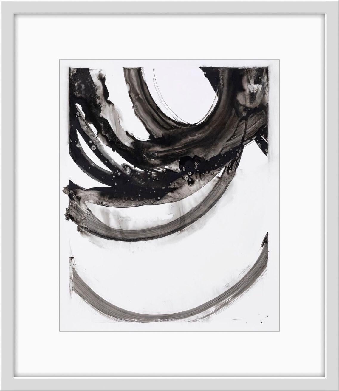 Lotan VIII - Abstract black and white contemporary ink painting - Painting by Christopher Rico