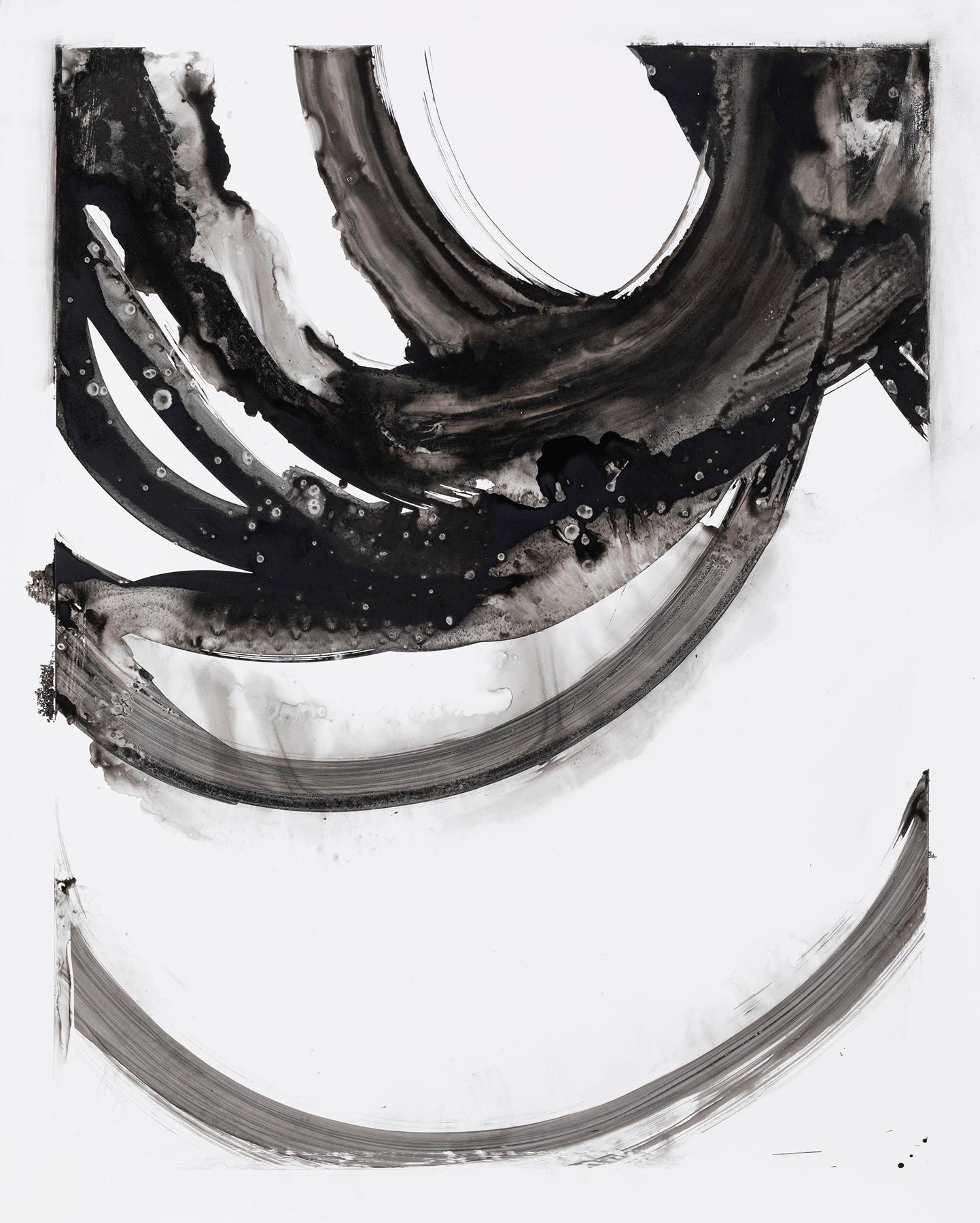 Lotan VIII - Abstract black and white contemporary ink painting
