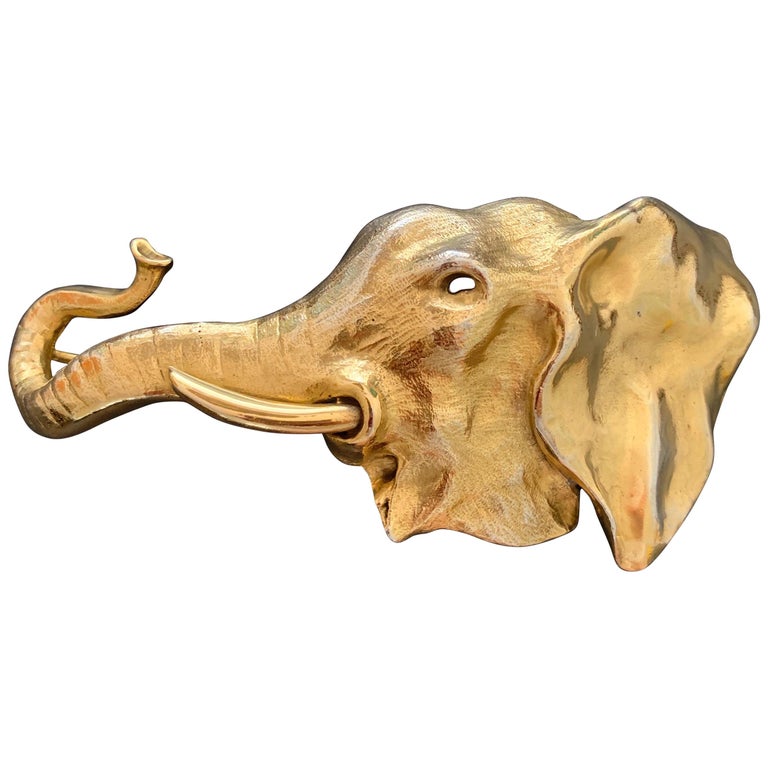 Christopher Ross 1980 Gold Elephant Buckle. For Sale at 1stDibs display picture 1
