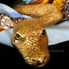 Christopher Ross 1980s Serpent Snake Gold Buckle Original Leather Belt