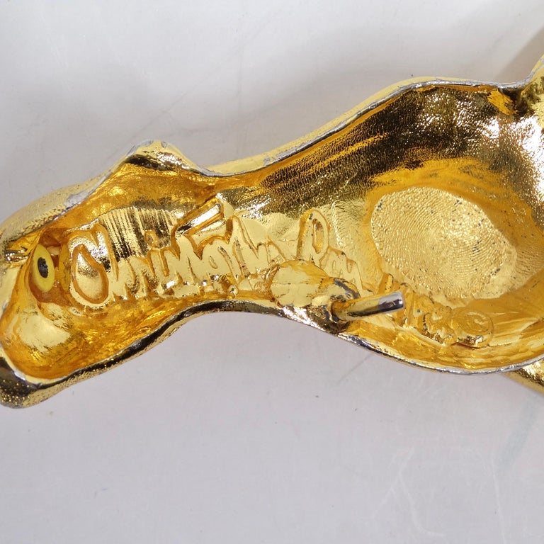 Christopher Ross 1992 Gold Plated Jumbo Cheetah Belt Buckle  display picture 1