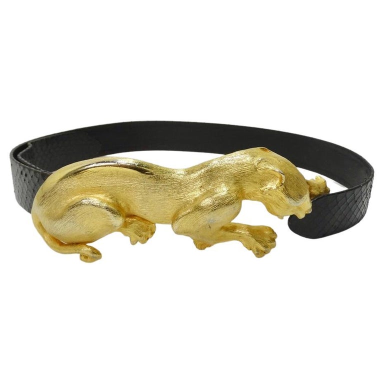 Christopher Ross Vintage 1980s Panther Belt Buckle 24K Gold Plated Extremely RARE Christopher Ross 24K Gold Plated Panther  main image 2